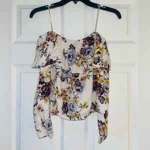 One Clothing Floral Long Sleeve Balloon Off Shoulder Top Shirt Small Brady